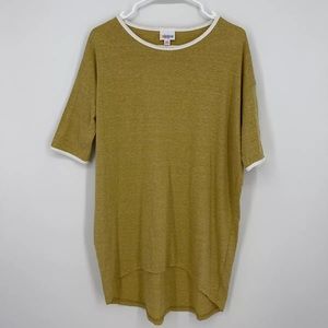 Lularoe Women's Yellow Ringer Tee High-Low Short Sleeve Relaxed Fit Size XXS